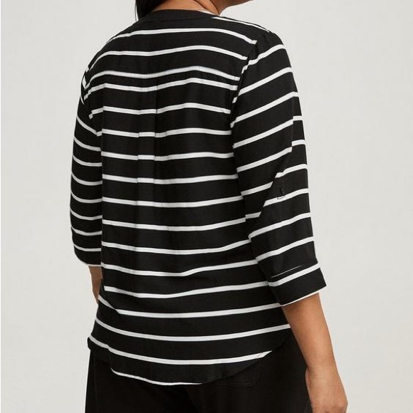 Torrid Harper Black & White Striped Pullover Blouse - Picture 2 of 10
